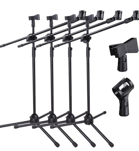 4 MR DJ MS500 Heavy Duty Telescoping Microphone Mic Boom Stand, Tripod Cast Base