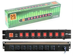 MR DJ PSC250 Rack Mountable 8 Port Power Switcher Surge Protectors Red Toggles ON / OFF Power Center, Power Strip, Power Supply, AC 110V/220V Outlet Surge Protector
