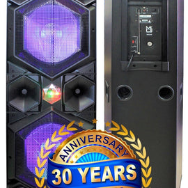 MR DJ VEGAS Double 15" Bluetooth Speaker Professional Dual 15" 3-Way Full-Range Powered/Active DJ PA Multipurpose Live Sound Bluetooth Loudspeaker