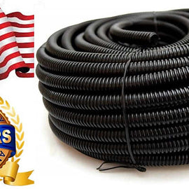 American Terminal 100 Ft 5/8" Split Wire Loom Conduit Polyethylene Tubing Black Color Sleeve Tube