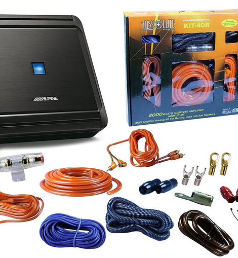 Alpine S-A60M 500W Class D Monoblock Digital Amplifier  + KIT4 4 Gauge Amp Kit