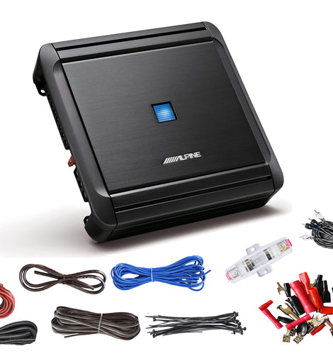 Alpine S-A32F 4-Channel Car Amplifier, 50 Watts RMS x 4 + Absolute 8 Gauge Amplifier Kit