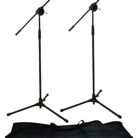 MR DJ MS600PKG 2 Microphone Stands with Mic Holder Clips & Carry Bag