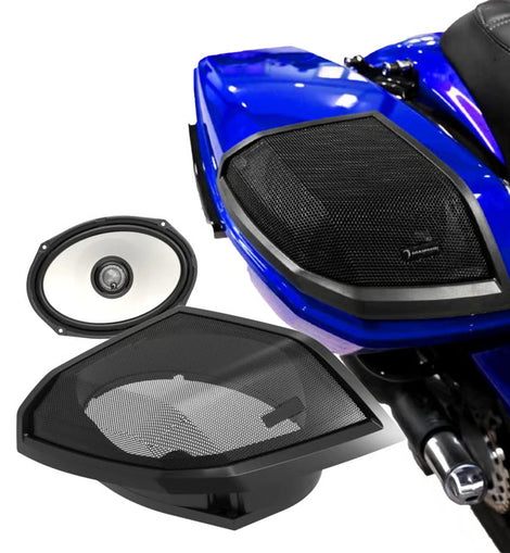 Diamond Audio MSHXM69F2BKLK24 MOTORSPORT HARLEY DAVIDSON CUT IN SPEAKER LID KIT WITH HXM69F2BK 2024 AND UP 2Ω