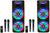 2 MR DJ NEWYORK 2.0 Dual 12” Rechargeable Bluetooth Party Speaker 4000W Portable PA System with Flame LED Lights 2 Wireless Microphones TWS Stereo USB FM Radio