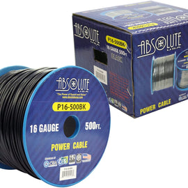 Absolute USA P16-500BK 16 Gauge 500-Feet Spool Primary Power Wire Cable (Black)