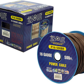Absolute USA P16-500BR 16 Gauge 500-Feet Spool Primary Power Wire Cable (Brown)