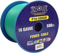 Absolute P16-500GR 16 Gauge 500-Feet Spool Primary Power Wire Cable (Green)