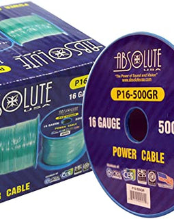 Absolute USA P16-500GR 16 Gauge 500-Feet Green Spool Primary Remote Power Wire Cable