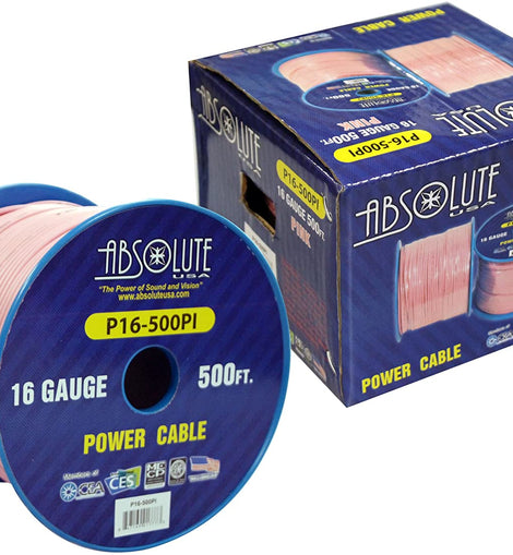 Absolute USA P16-500PI 16 Gauge 500-Feet Spool Primary Power Wire Cable (Pink)