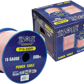 Absolute USA P16-500PI 16 Gauge 500-Feet Spool Primary Power Wire Cable (Pink)
