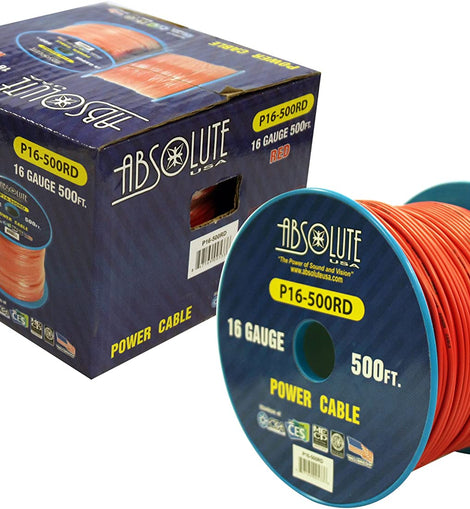 Absolute USA P16-500RD 16 Gauge 500-Feet Spool Primary Power Wire Cable (Red)