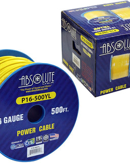 Absolute USA P16-500YE 16 Gauge 500-Feet Spool Primary Power Wire Cable (Yellow)