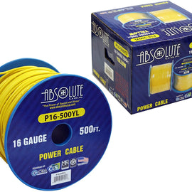 Absolute USA P16-500YE 16 Gauge 500-Feet Spool Primary Power Wire Cable (Yellow)