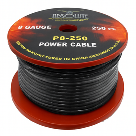 Absolute P8250BK 8GA 250' Black Power Ground Wire Car Audio Amplifier Marine Cable