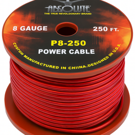 Absolute P8250RD 8GA 250' Red Power Ground Wire Car Audio Amplifier Marine Cable