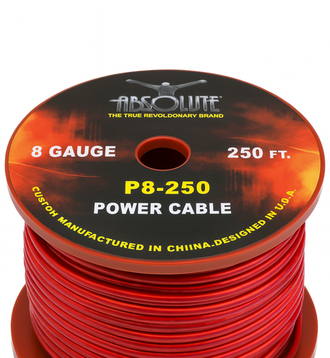 Absolute P8250RD 8GA 250' Red Power Ground Wire Car Audio Amplifier Marine Cable