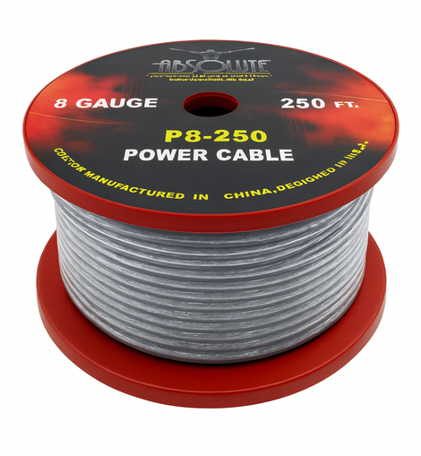 Absolute P8250SV 8GA 250' Silver Power Ground Wire Car Audio Amplifier Marine Cable