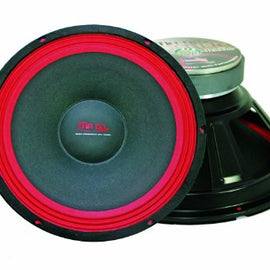 MR DJ PA106 6.5" 200-Watt Universal PA/DJ Raw Woofer Subwoofer, Black/Red