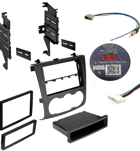 Absolute Package2  Car Stereo Installation Kit Compatible with Nissan Altima Sedan or Coupe 2007-2012 In-Dash Mounting Kit, Antenna, and Harness for Single or Double Din Radio Receivers