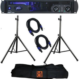 Peavey IPR2 7500 2-channel 7500W Lightweight Power Amplifier + 2 Speaker Stand Bundle