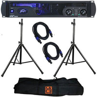 Peavey IPR 2 2000 2-Channel Lightweight 2000W Power Amplifier + 2 Speaker Stand Bundle