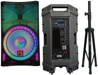 MR DJ PLED5200 PRO PA DJ 15" Portable Active Bluetooth/MP3/FM Radio Speaker with Stand
