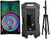 MR DJ PLED5200 PRO PA DJ 15" Portable Active Bluetooth/MP3/FM Radio Speaker with Stand