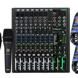 Mackie ProFX12v3 12-Channel Mixer with Built-in Effects and USB +2 Mackie EM-89D Cardioid Dynamic Vocal Microphone+Free Microphone Cables