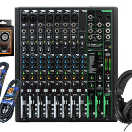 Mackie ProFX12v3 12-Channel Mixer with Built-in Effects and USB + Pro TH02 Headphone with Pair of XLR Cable+free Absolute Phone Holder