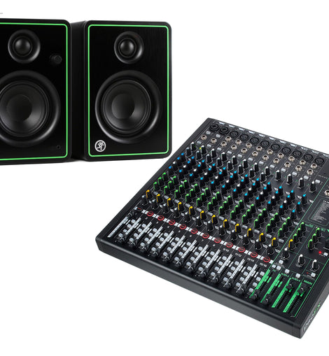 Mackie CR4-XBT Studio Monitor + ProFX16v3 16-CH Mixer USB Effects