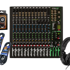 Mackie ProFX16v3 16-Channel Mixer with Built-in Effects and USB + Pro TH02 Headphone with Pair of XLR Cable+free Absolute Phone Holder