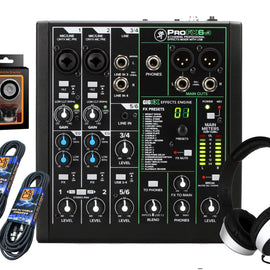 Mackie ProFX6v3 6-Channel Mixer with Built-in Effects and USB + SR450 Headphone with Pair of XLR Cable+free Absolute Phone Holder