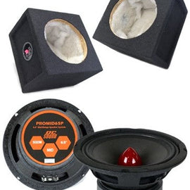 2 DC Sound PROMID65P 6.5" 500W Mid-Range Aluminum Bullet Loudspeaker + Flat Box