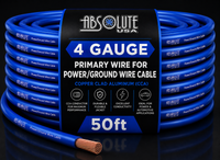 Absolute PROP4G50BL Pro Series Blue 50 Feet 4 Gauge Ultra Flexible Power/Ground Battery Amp 12V Cable Wire