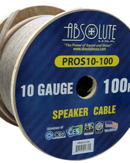 Absolute USA PROS10100 10 Gauge Speaker Wire 100' 10 Gauge PRO PA DJ Car Home Marine Audio Speaker Wire Cable Spool