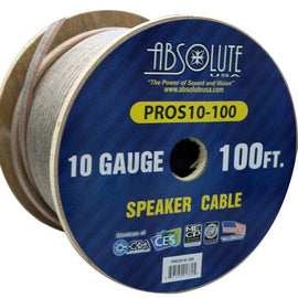 Absolute USA PROS10100 10 Gauge Speaker Wire 100' 10 Gauge PRO PA DJ Car Home Marine Audio Speaker Wire Cable Spool