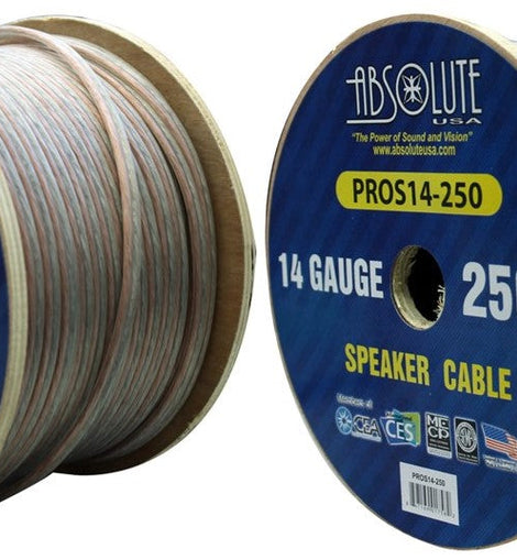 Absolute USA PROS14500 14 Gauge Speaker Wire 500' 14 Gauge PRO PA DJ Car Home Marine Audio Speaker Wire Cable Spool