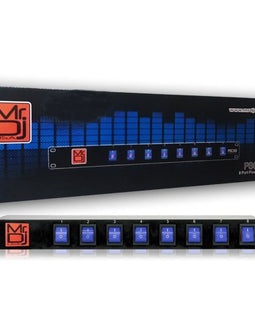 MR DJ PSC300 Rack Mountable 8 Port Power Switcher Surge Protectors Blue Toggles ON / OFF Power Center, Power Strip