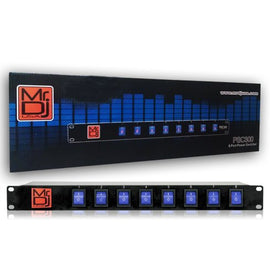 MR DJ PSC300 Rack Mountable 8 Port Power Switcher Surge Protectors Blue Toggles ON / OFF Power Center, Power Strip