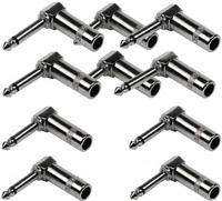 MR DJ QAM10 10-Piece 1/4" Right-Angle Stereo Male Audio Plug Connectors