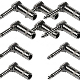 MR DJ QAM10 10-Piece 1/4" Right-Angle Stereo Male Audio Plug Connectors