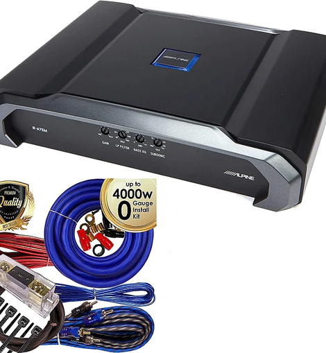 Alpine R-A75M Monoblock Subwoofer Amplifier 750 Watts RMS + 0G Amp Kit
