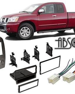 Absolute RADIOKITPKG1 Fits Nissan Titan 2004-2005 Double DIN Stereo Harness Radio Install Dash Kit