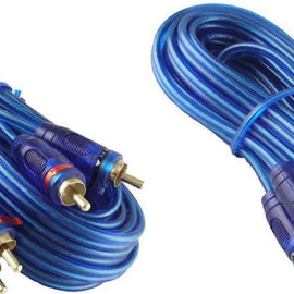 2 Absolute RCA20 20 Ft 2 Male to 2 Male 2-Channel Blue Twisted Car Amplifier Stereo or Home Audio RCA Audio Interconnect Cable