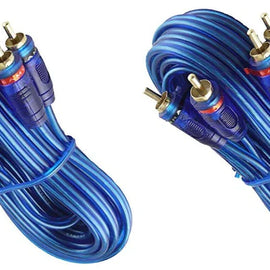 2 Samurai Audio 25 Ft 2 Ch Blue Twisted Car Amp RCA Jack Cable Interconnect 25ft