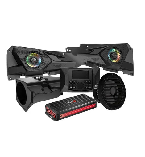 Cerwin Vega RPMRZRKD22 2014+ RZR XP Front Speaker Kit with 4 Ch Digital Amplifier, CMR3 Media Audio Player, and 10” Sealed Marine Subwoofer