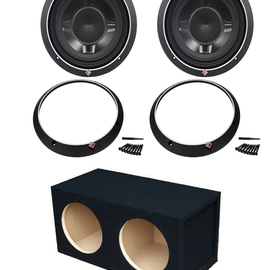 2 Rockford Fosgate P3SD2-10 1200W Shallow Mount Subwoofers + Sub Enclosure Box