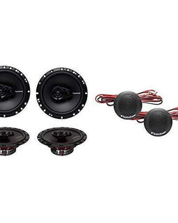 2 Pair Rockford Fosgate R165X3 6.5" 180W 3 Way Car Audio Coaxial Speakers Stereo Bundle with Rockford Fosgate Prime R1T-S 1-Inch Tweeter Kit