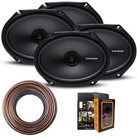 2 Pairs of Rockford Fosgate Prime R168X2 220W Max (110W RMS) 6" x 8" 2-Way Prime Series Coaxial Car Speakers - 4 Speakers + 100FT Speaker Wire + Free Phone Holder